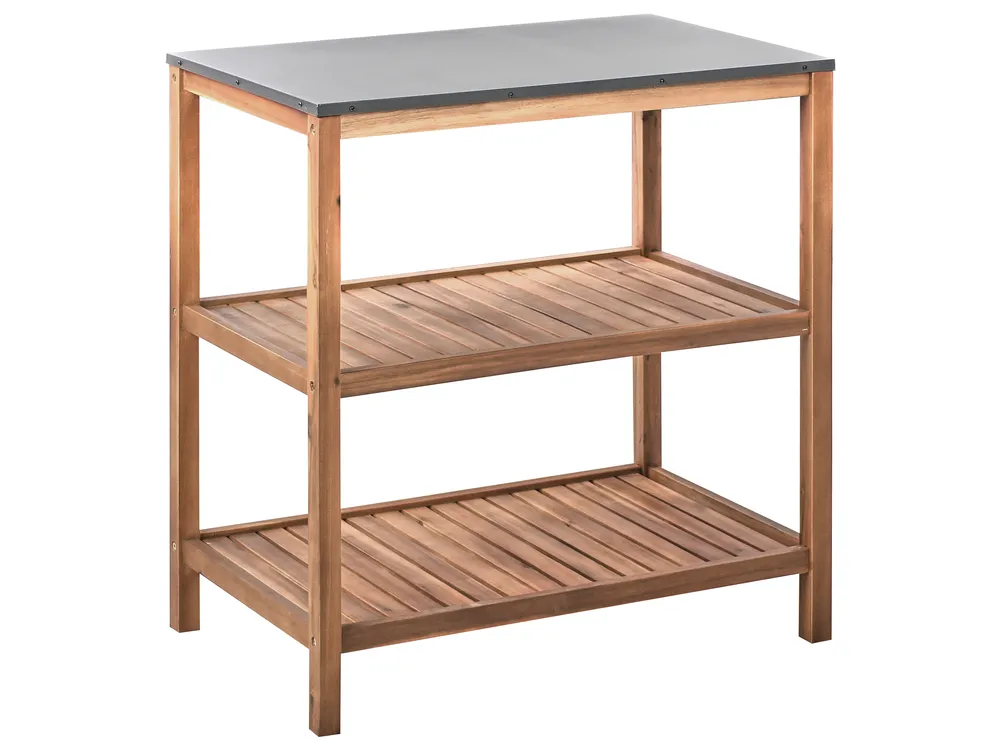 Big Kitchen Island BRUCOLI Brown Acacia Wood
