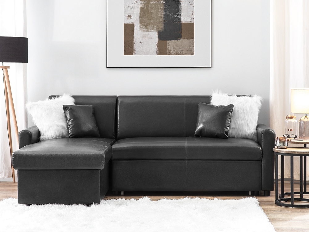 Faux leather sofa bed with storage cheap