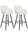 Conjunto de 2 sillas de bar en terciopelo blanco crema CASMALIA_898944