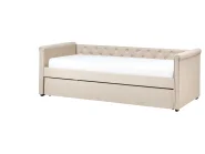Lit gigogne Tissu LIBOURNE 90 x 200 cm Beige_1005972