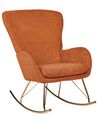 Chaise à bascule en tissu bouclé orange et doré ANASET_916242