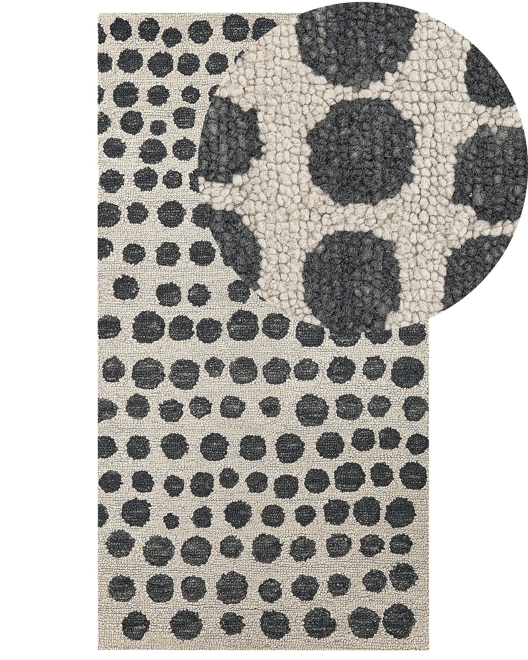 Teppich beige / schwarz 80 x 150 cm gepunktetes Muster HAVRAN_836369