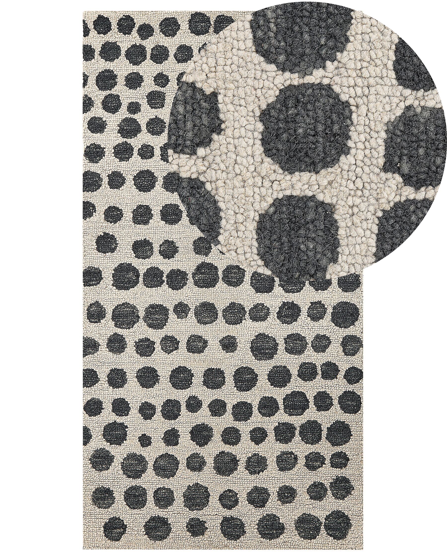 Wool Area Rug  80 x 150 cm Beige and Black HAVRAN_836369