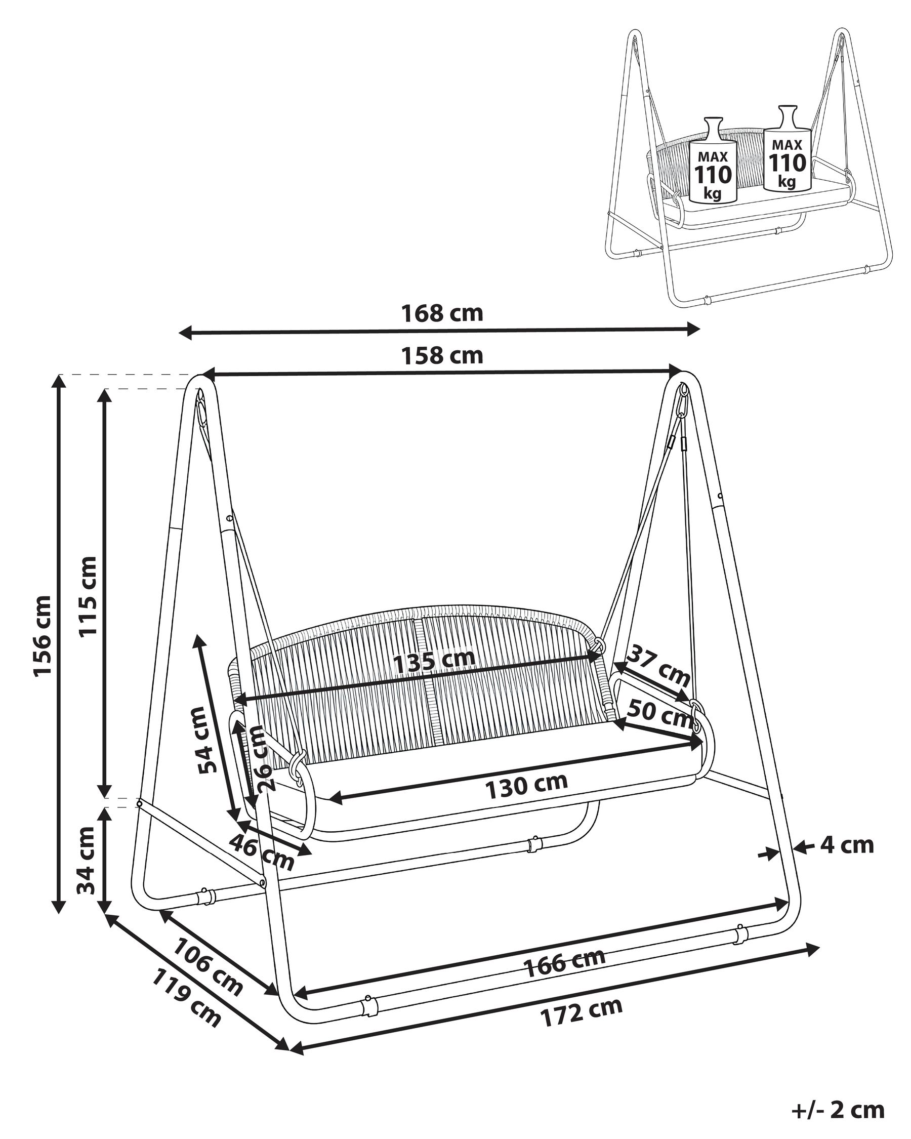 Patio Swing NORCIA Metal Brown_1078215