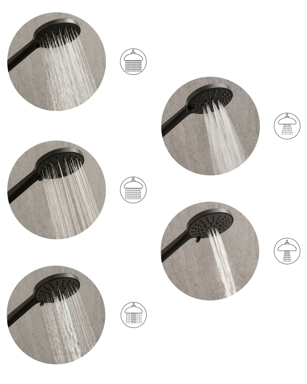 Shower Head and Hose Kit UCHIZA 5-function Black_1007053