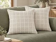 Lot de 2 coussins décoratifs DOURIS 45 x 45 cm Beige clair À carreaux_1178815