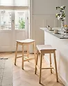 Set of 2 Bar Stools DIXON Wood Light Brown/ Off-White