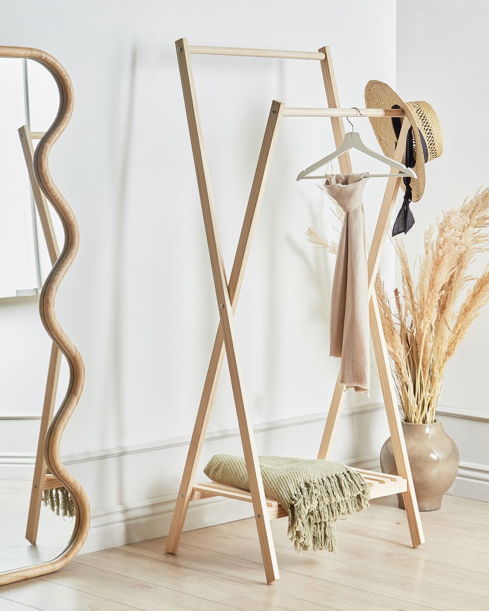 Wooden Clothes Rack Light Wood DENVER Beliani