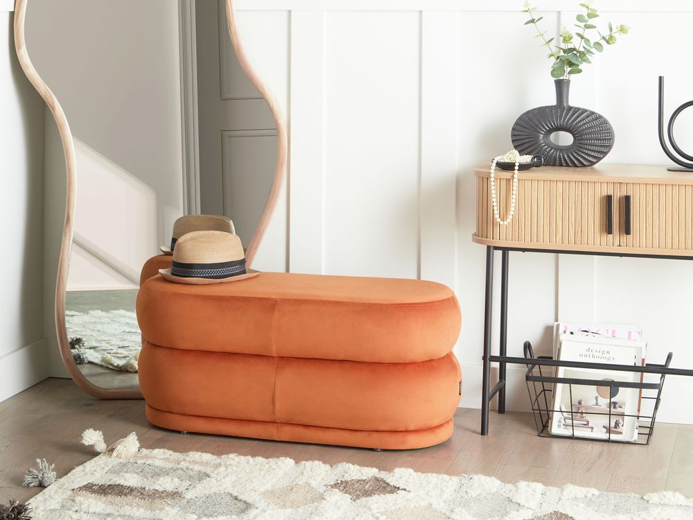 Banc rembourré ELLENDALE Velours Orange