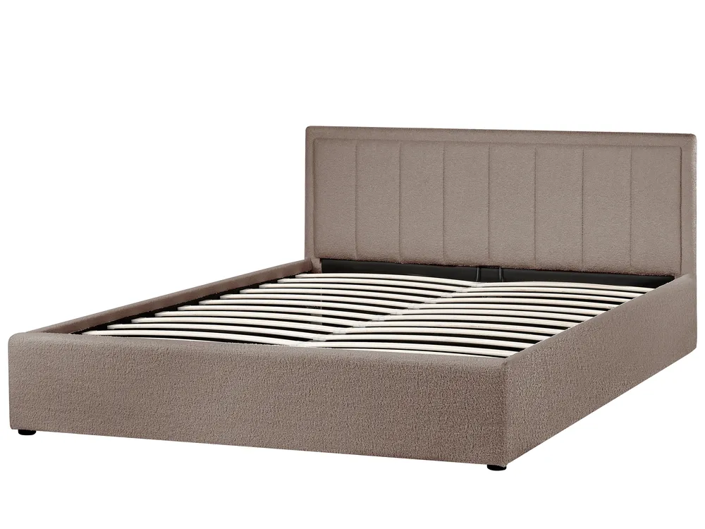 Letto contenitore MONTLAUR Bouclé Tortora 160 x 200 cm_958600