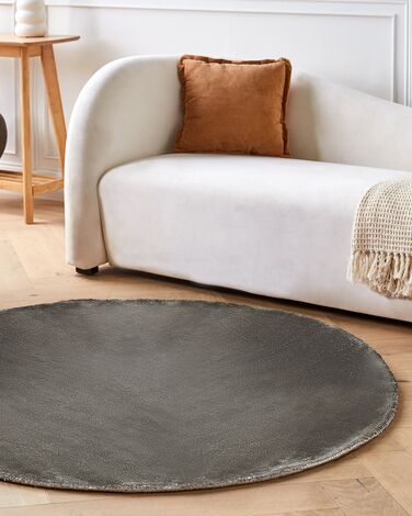 Round Viscose Area Rug ⌀ 140 cm Dark Grey GESI II