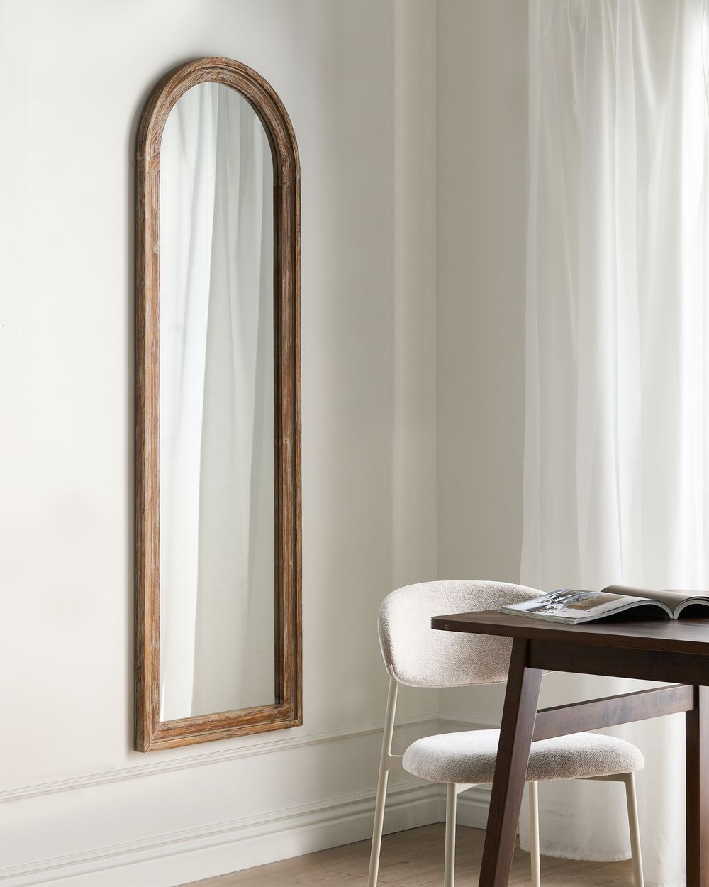 Falitükör COIGNY 55 cm 170 cm Fenyőfa Világosbarna
