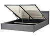 Ottoman Bed with LED ARMELLE Fabric Dark Grey 180 x 200 cm (EU Super King)