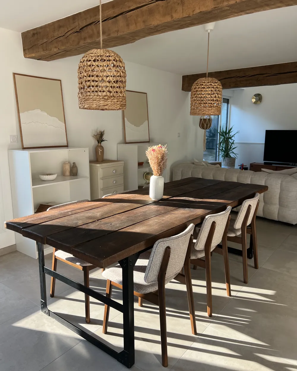Set di 2 sedie da pranzo BLANE Bouclé Marrone scuro/Tortora_1050812
