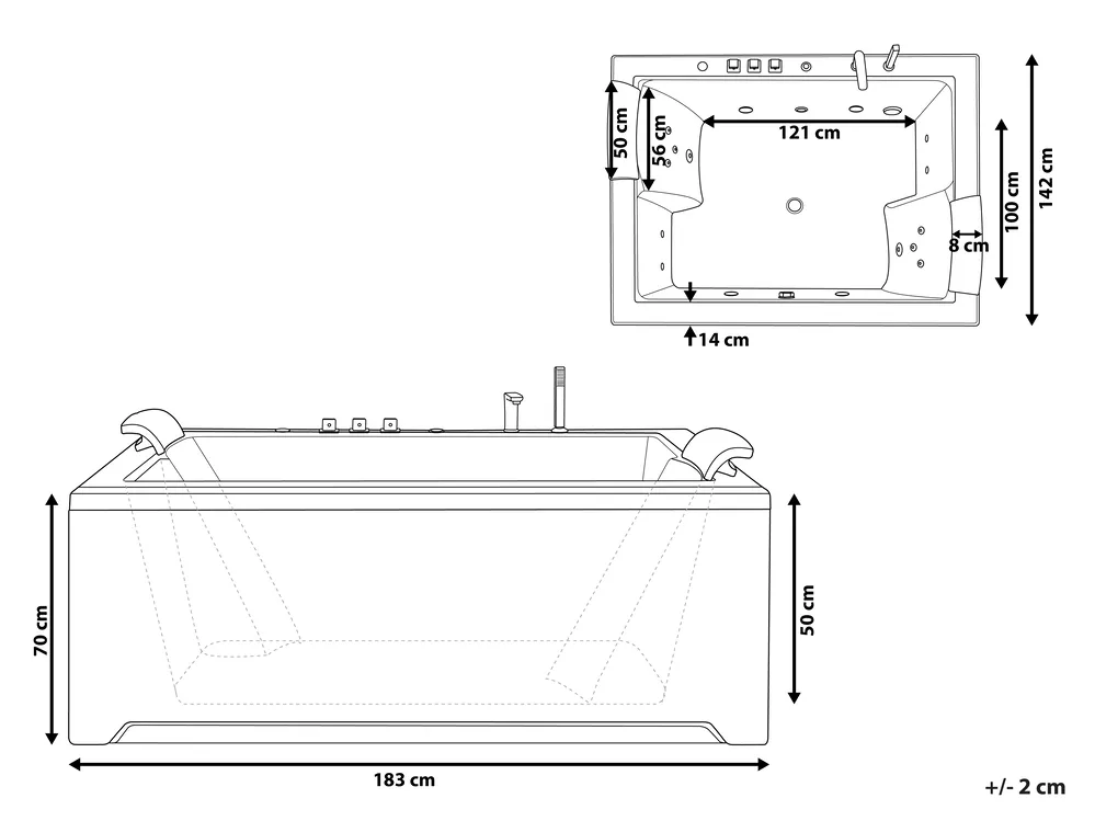 Corner Hot Tub with LED SALAMANCA 1830 x 1420 mm White_761830