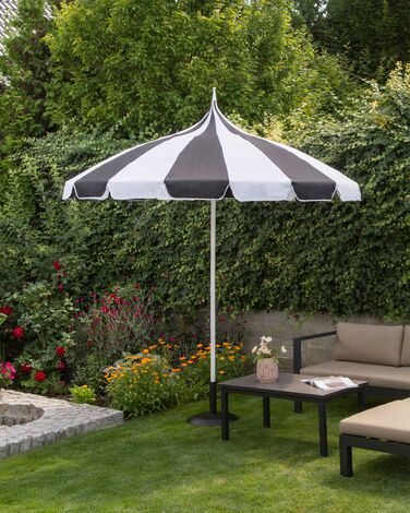 Garden Market Parasol ⌀ 2.45 m Black and White MINOA 