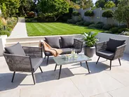 Garden Lounge Set with Table 4 Seater RAGUSA PE Rattan Grey_1149615