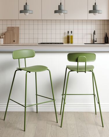 Set of 2 Bar Chairs Green SIBLEY