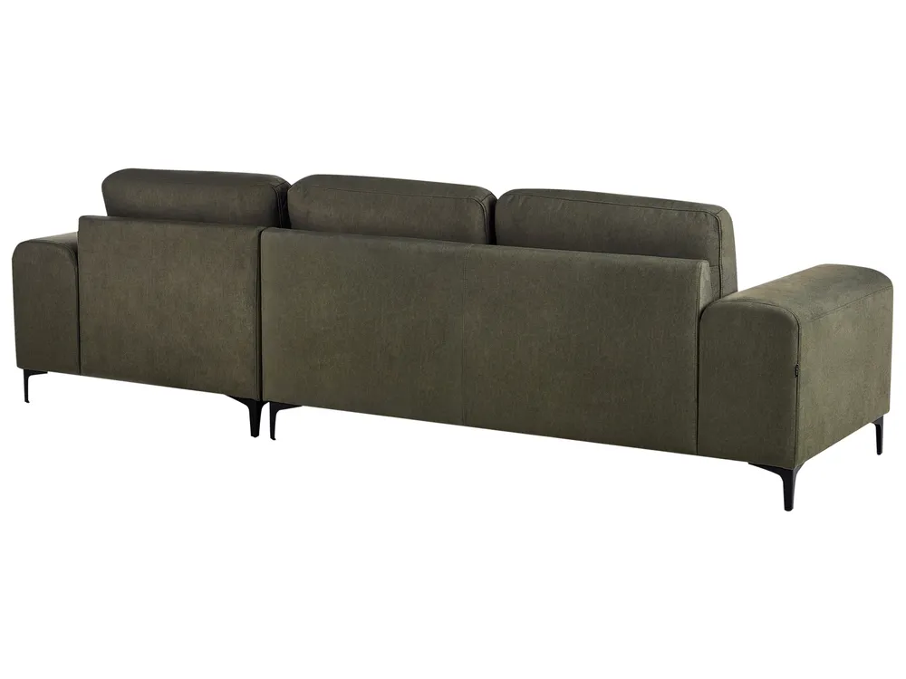 Corner Sofa 4 Seater KIRUNA Velvet Dark Green Left Hand_958069