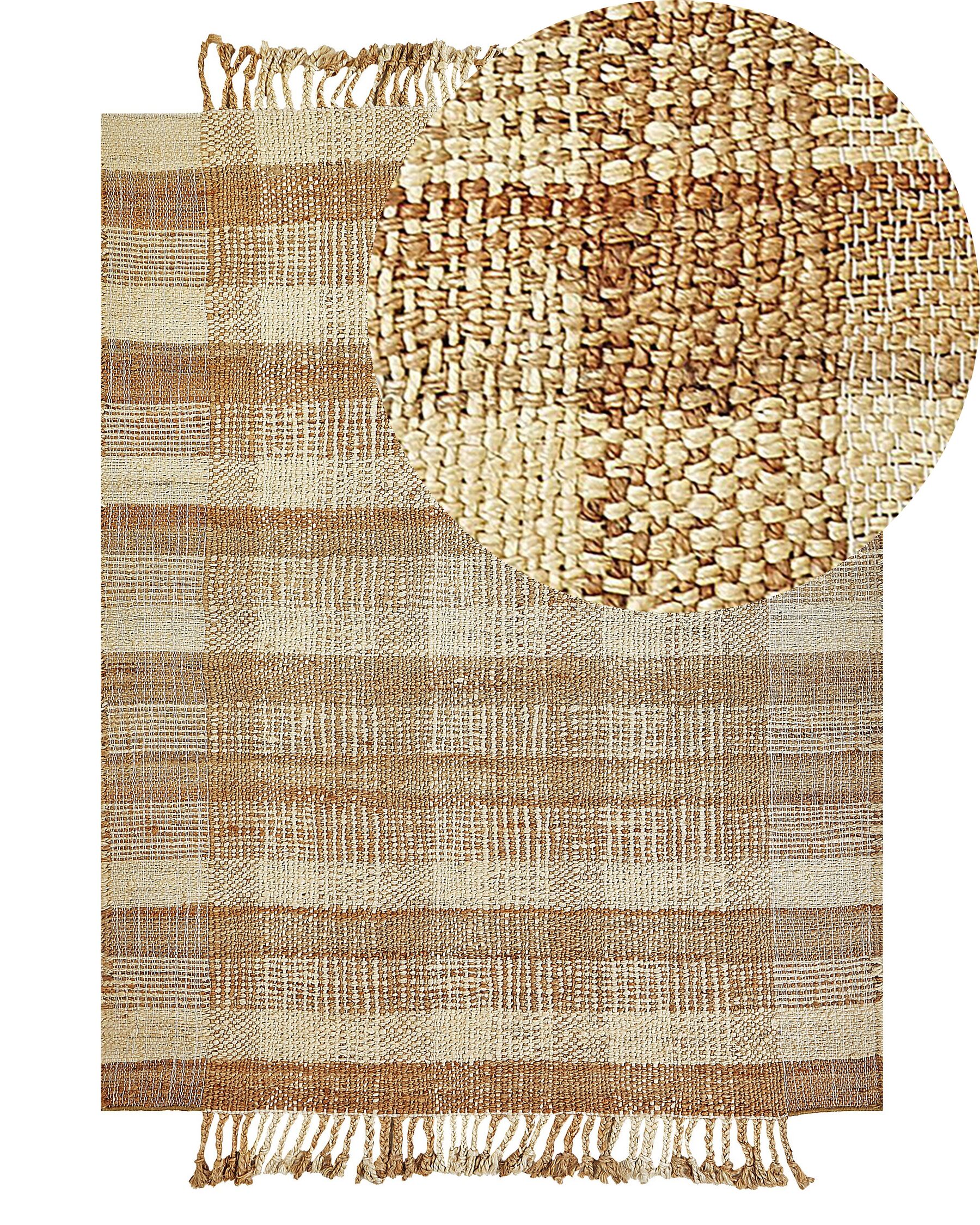 Teppich Jute sandbeige 140 x 200 cm geometrisches Muster Kurzflor BERISSA_847685