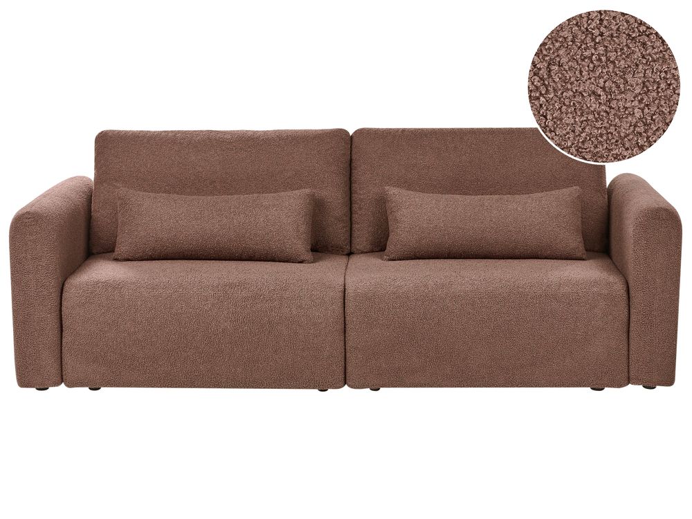 Sofa rozkładana dla 3 osób VAXHOLM ze schowkiem Boucle Brązowy