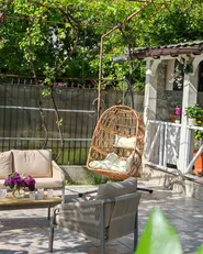 Hanging Chair with Stand MONTALCINO Metal Natural_1082838