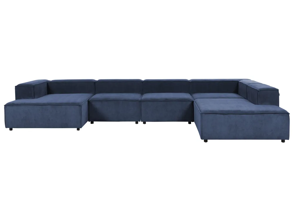 Modular Corner Sofa 5 Seater ARDAL Corduroy Dark Blue Left Hand_1008729