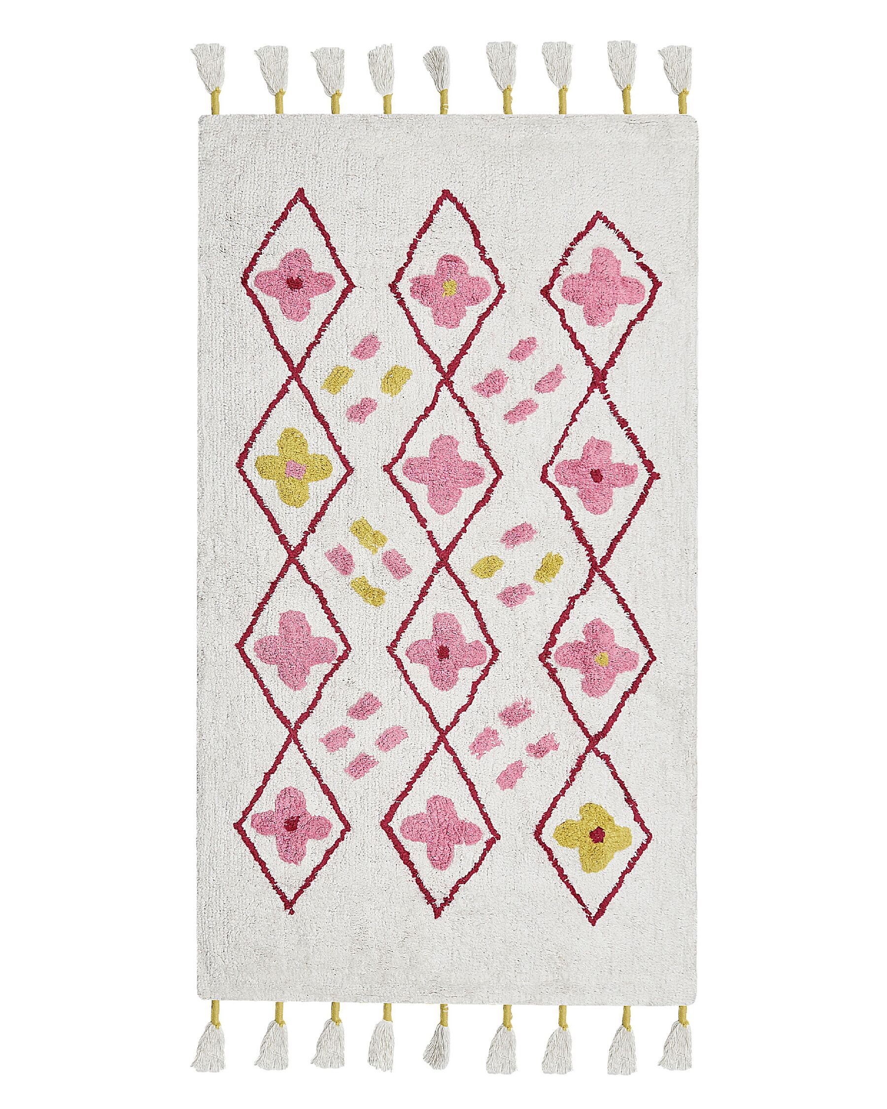 Fehér és rózsaszín pamutszőnyeg 80 x 150 cm CAVUS_839821