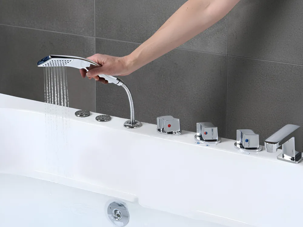 Wanna narożna z hydromasażem LED POZUELOS 170 x 90 cm Biały_1033633