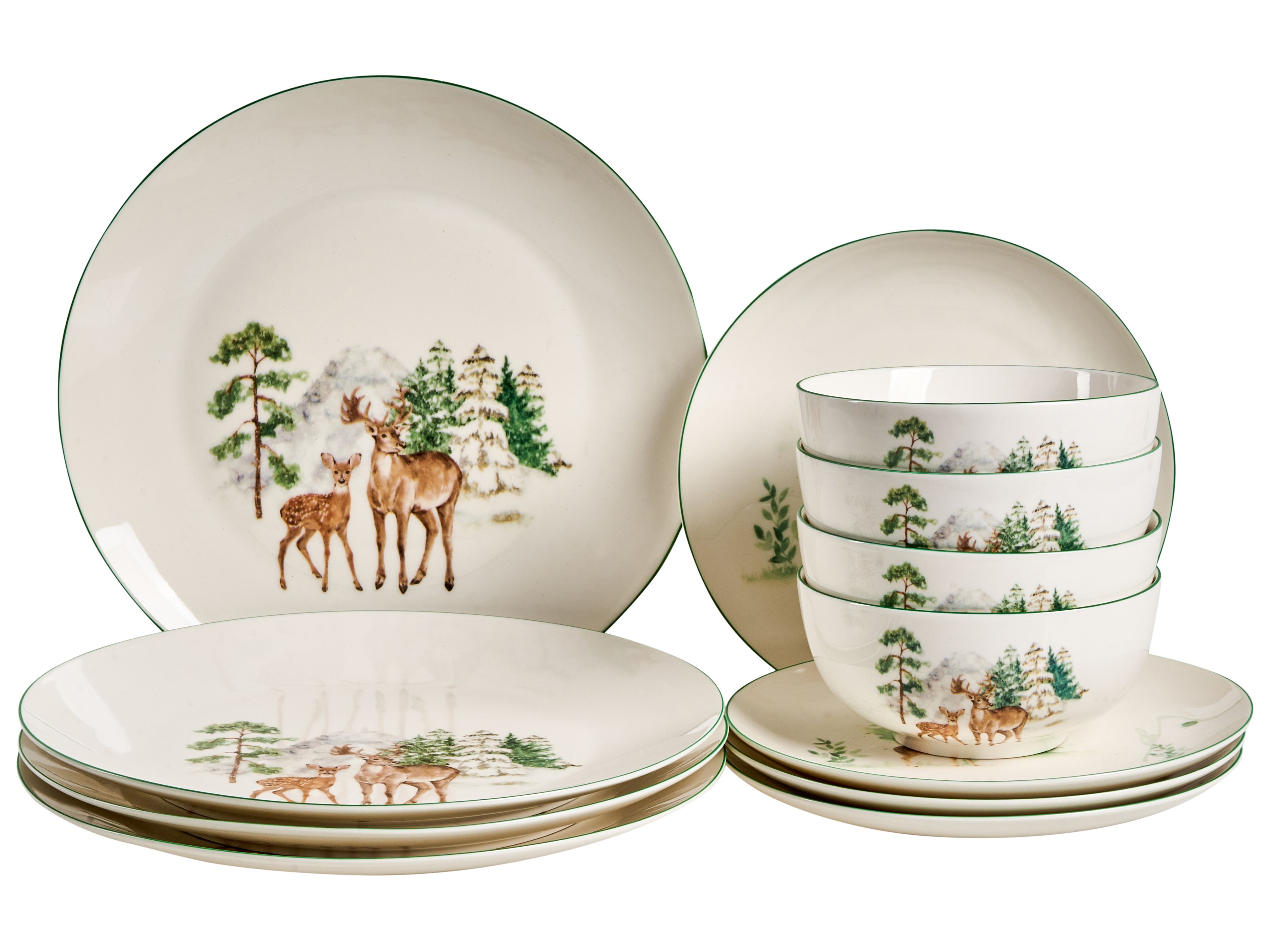 Set of 12 Dinnerware CHILI Porcelain White