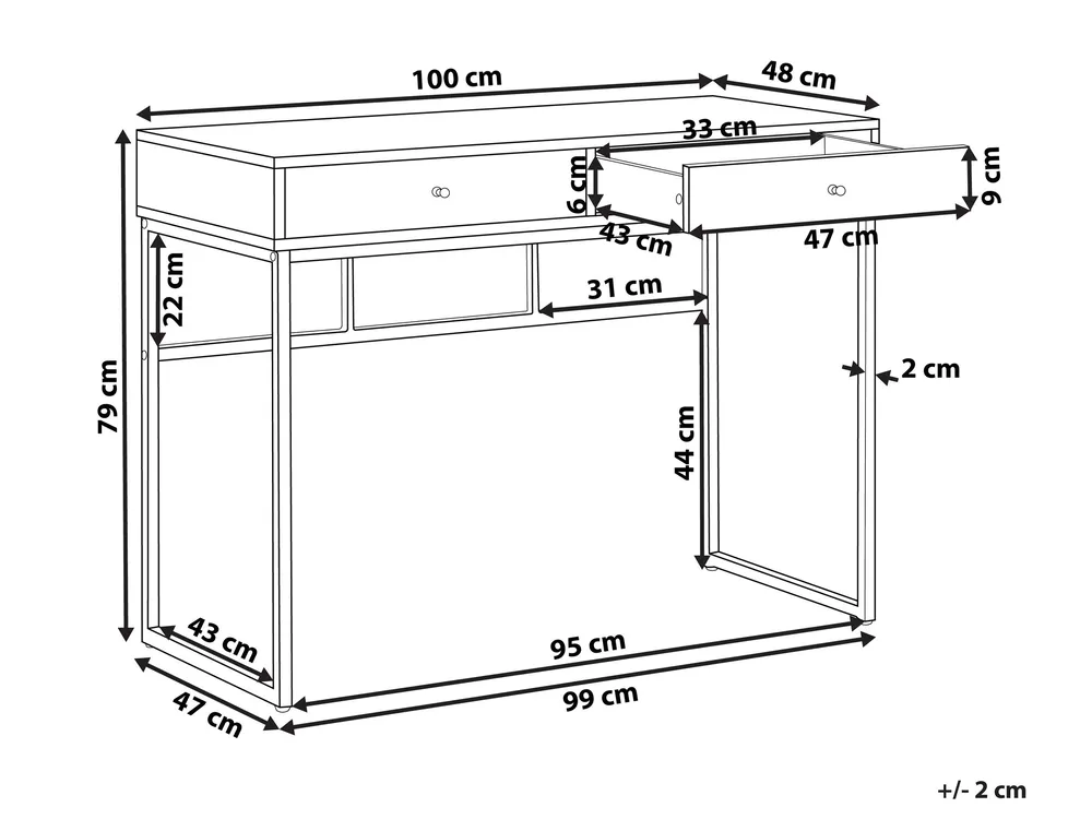 Konsola DAPHNE 100 cm 48 cm z szufladami Biały/ złoty_811567