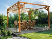 Gazebo VILLAROSA 320 cm 380 cm Fir Wood Brown/ Beige_967171