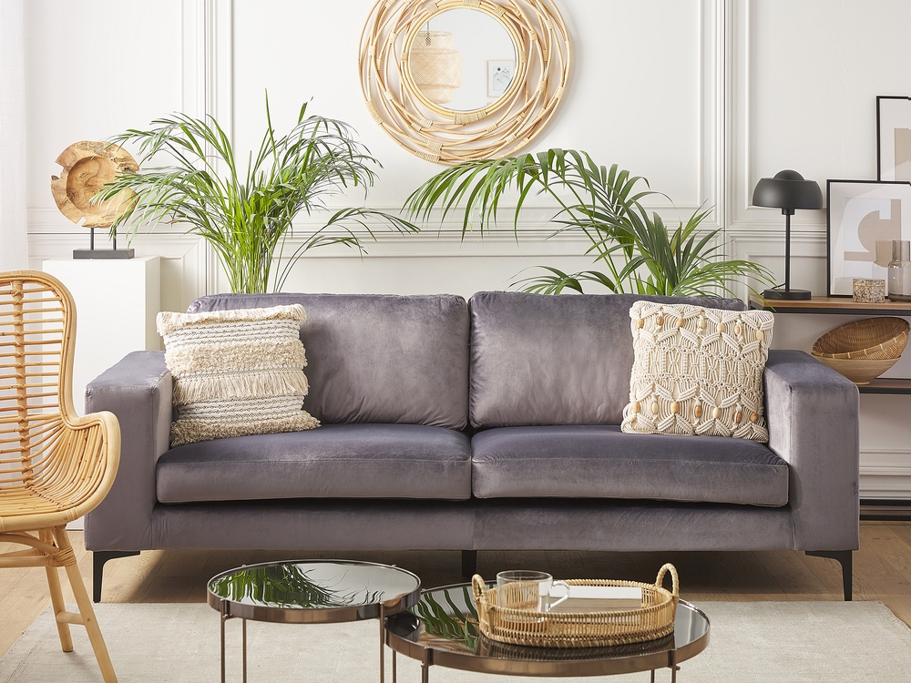 Dark grey velour sofa sales