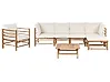 Trädgårdssoffgrupp med bord 6-sits CERRETO Bambu Off-White Vänstervänd