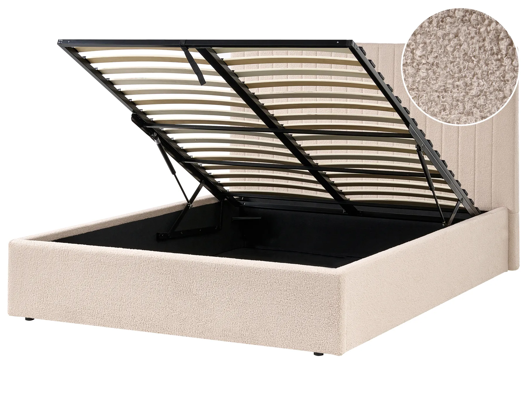 Ottoman Bed VION Boucle Beige 140 x 200 cm (EU Double)_1042694