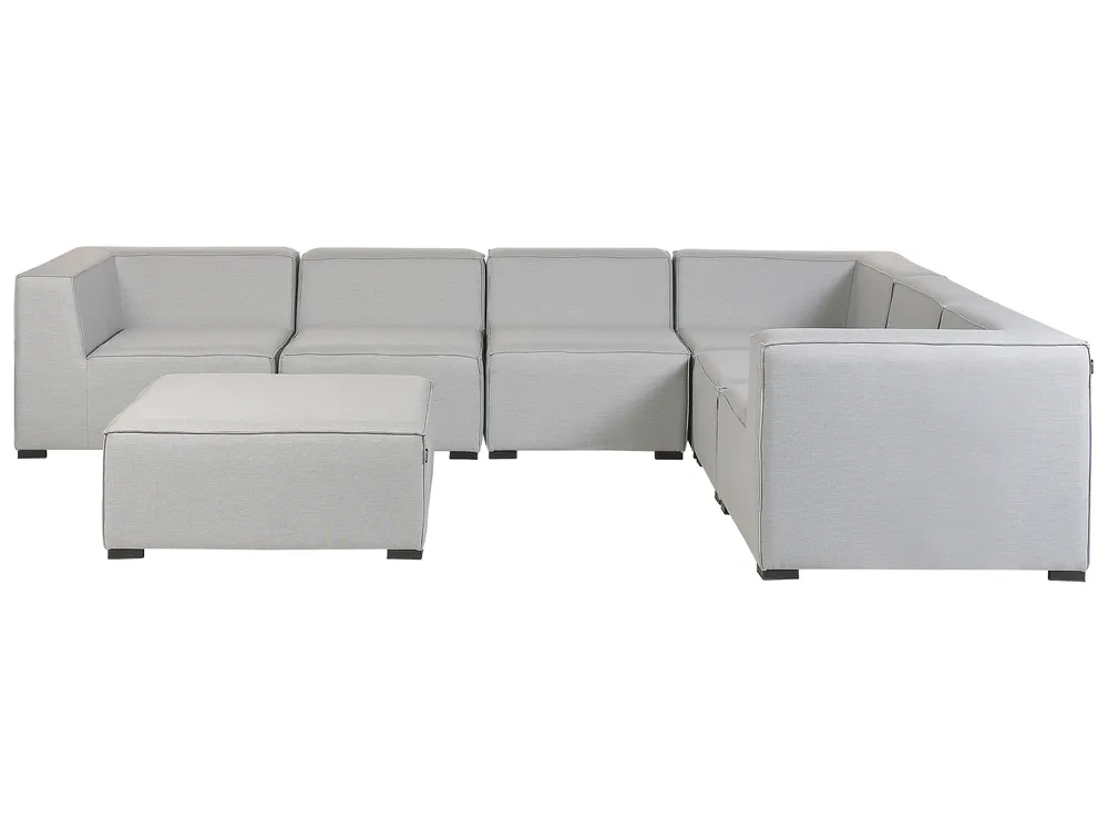Garden Corner Sofa with Ottoman 7 Seater AREZZO Modular Light Grey Right Hand_867775
