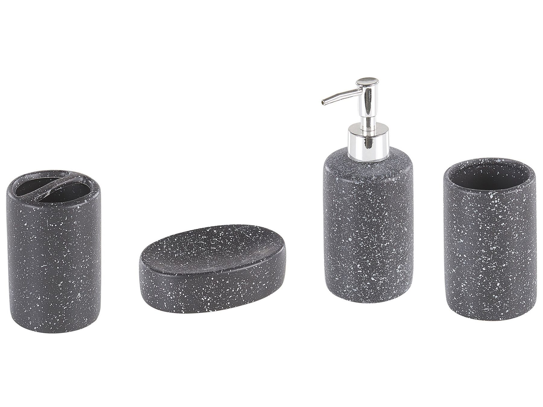 4-częściowy zestaw akcesoriów łazienkowych ceramiczny ciemnoszary ILOCA_788728