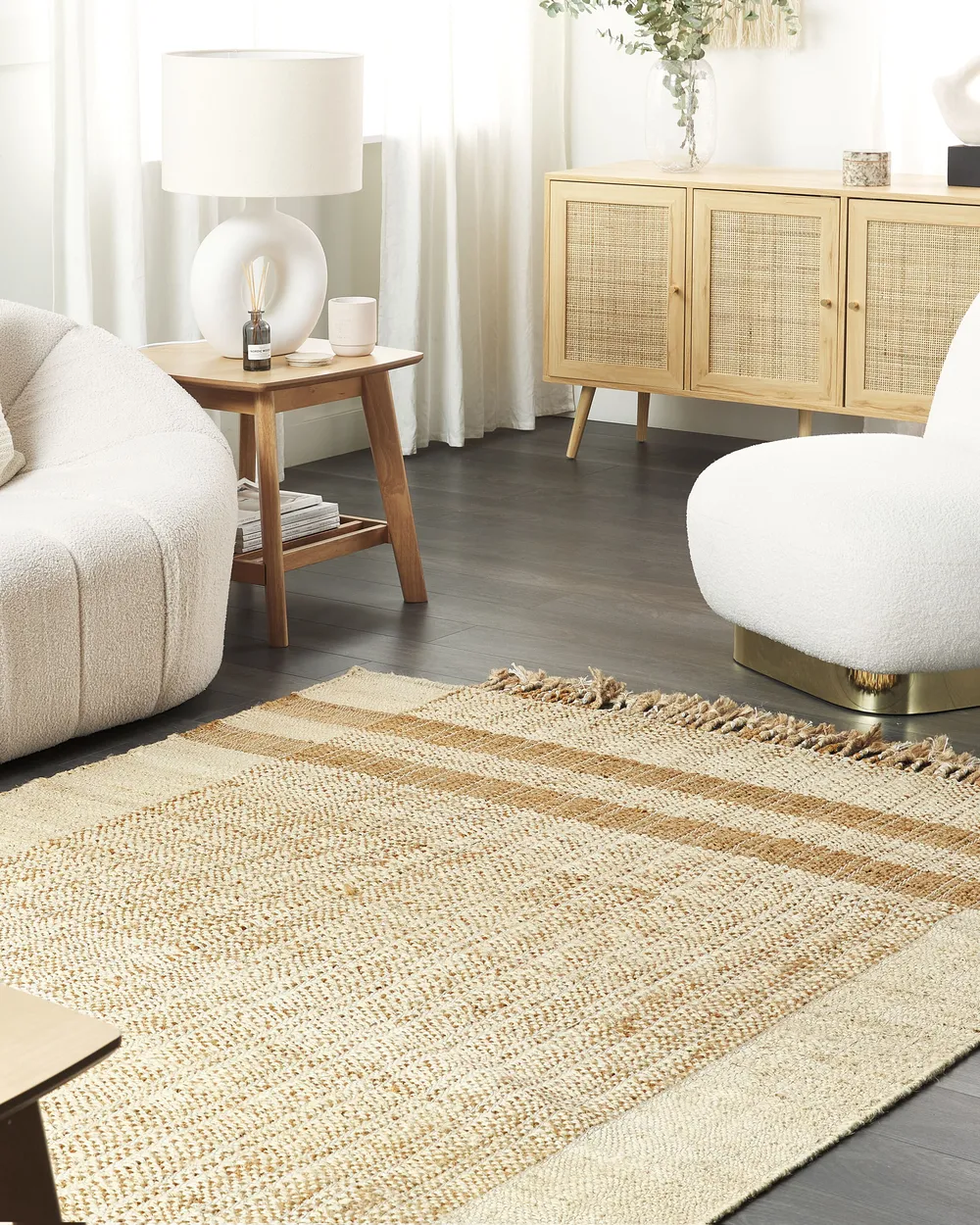 Vloerkleed jute beige in diverse formaten ORTAOBA