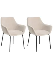 Set di 2 sedie da pranzo BOWDON Ciniglia Beige chiaro_1040038