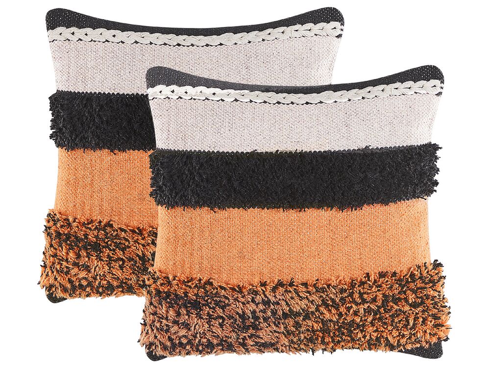 Dekokissen 2er Set MIHALGAZI 45 x 45 cm Baumwolle Bunt Streifenmuster