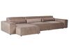 Right Hand 3 Seater Modular Fabric Corner Sofa Brown HELLNAR_912365