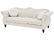 Sofa 3 Seater SKIEN Velvet Light Beige_1161663