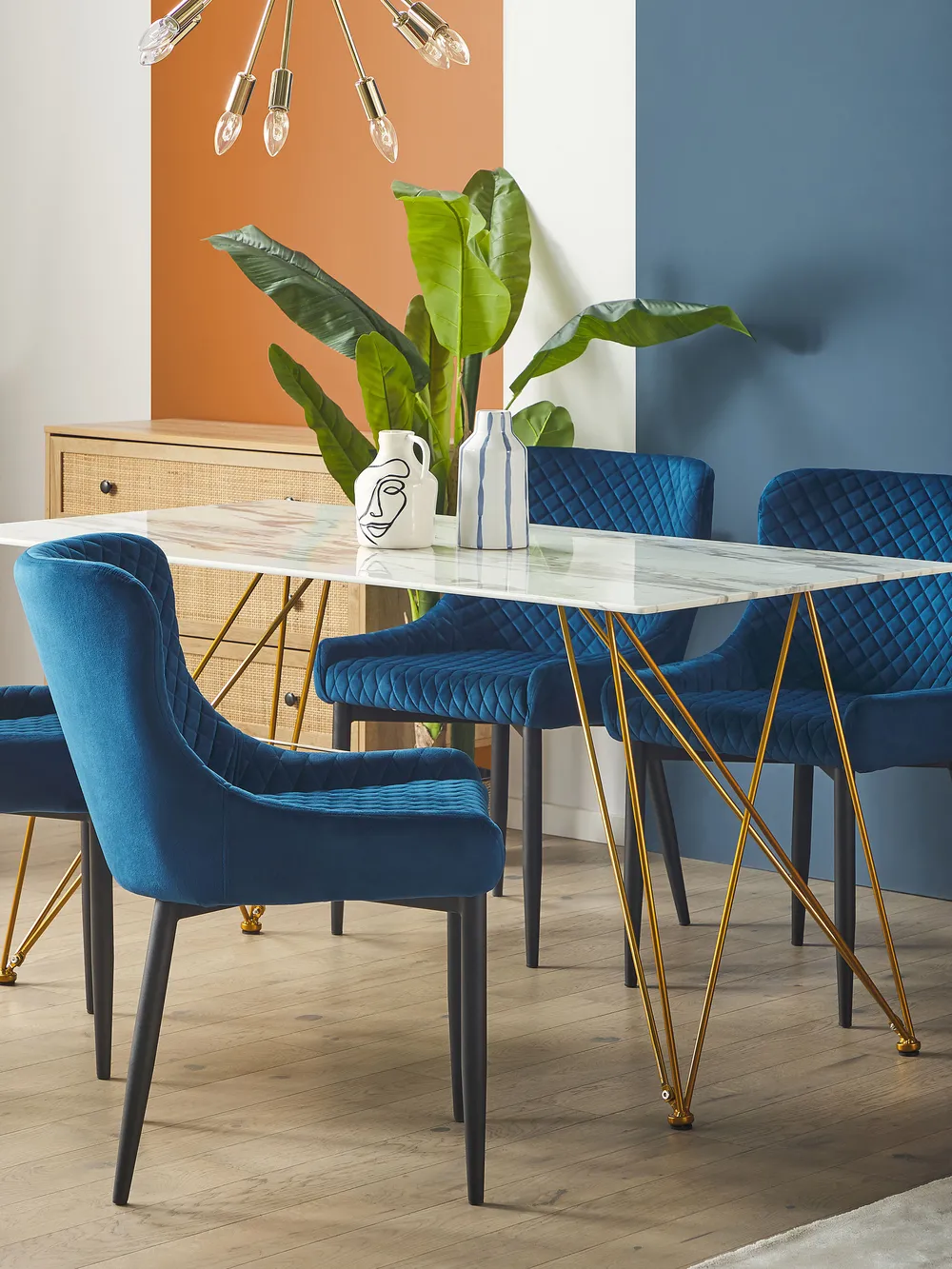 Dining Table KENTON White Marble 140 cm 80 cm Tempered Glass_820046