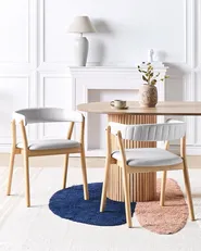 Set of 2 Dining Chairs MYLO Fabric Light Brown/ Grey_949192