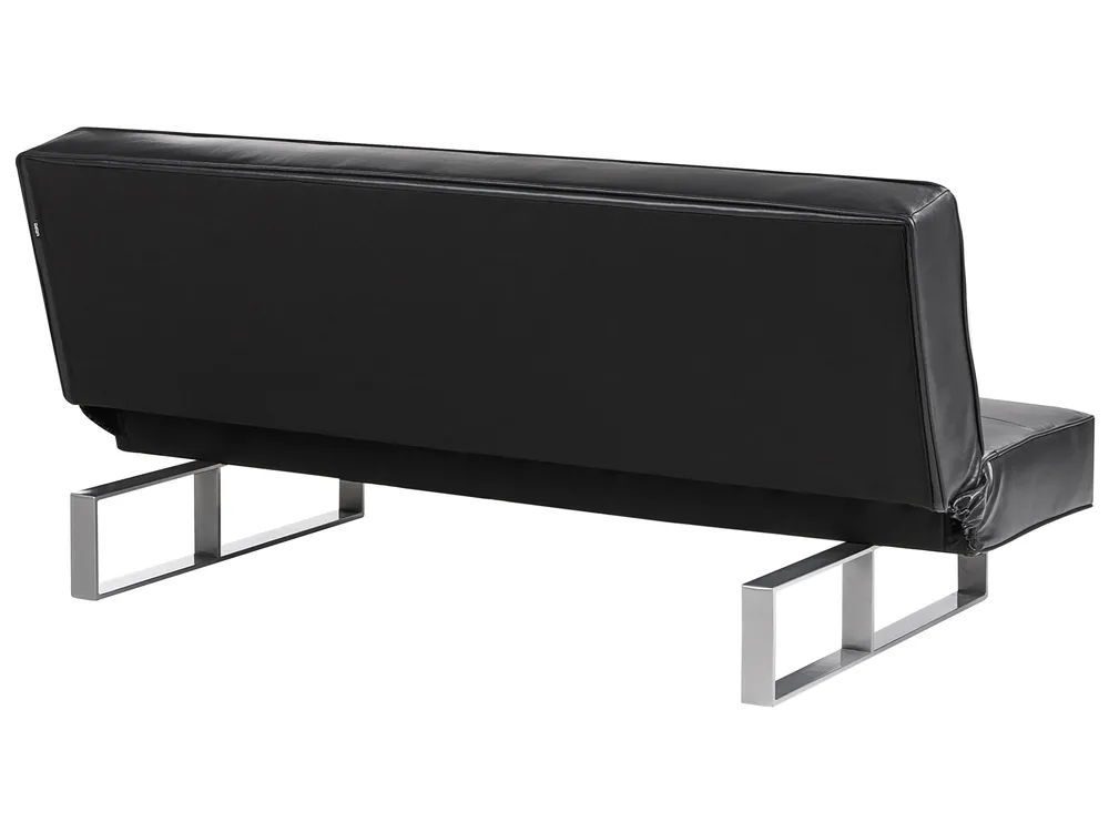 Sofa Bed 3 Seater DERBY Faux Leather Black_700277