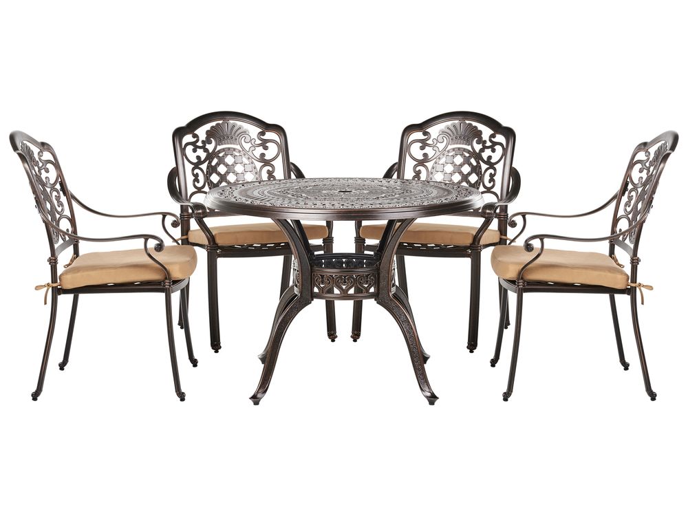 Gartenmöbel Set 4-Sitzer SALENTO inkl. Kissen Metall Dunkelbraun
