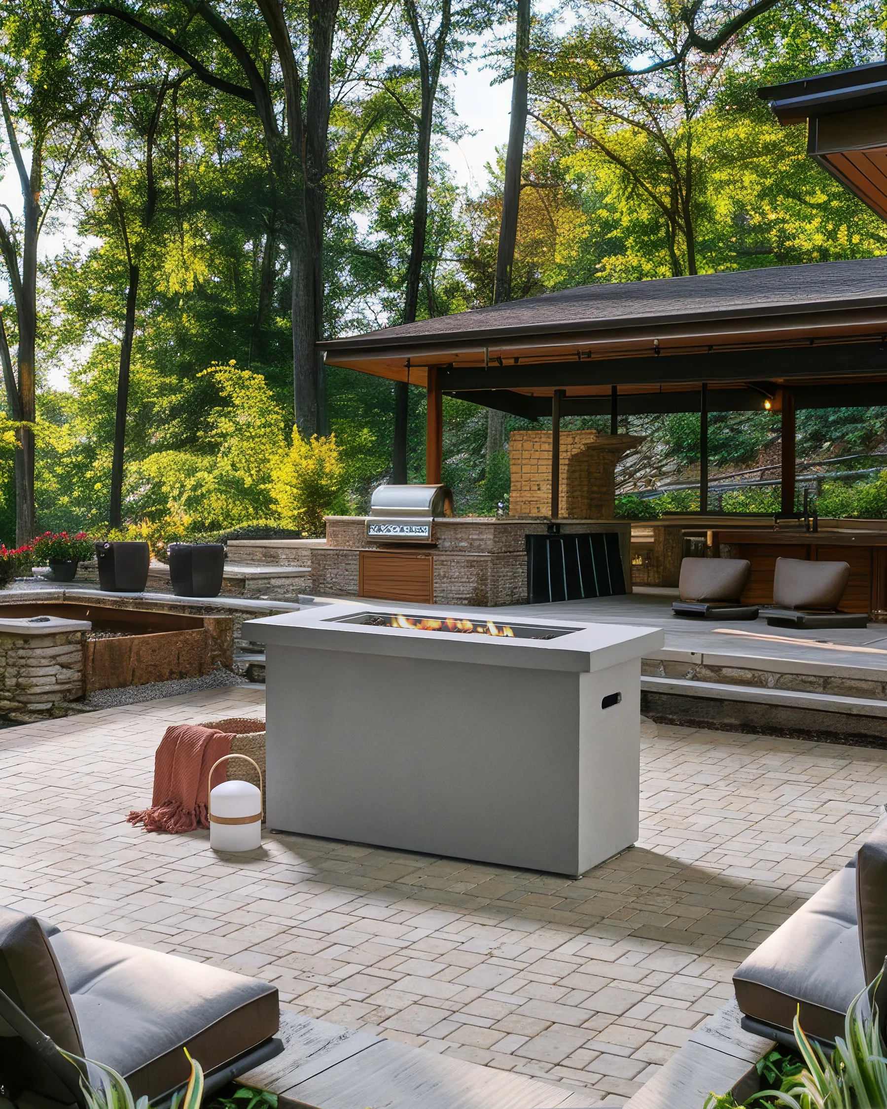 Gas Fire Pit AMBRIM Concrete Light Grey_956200