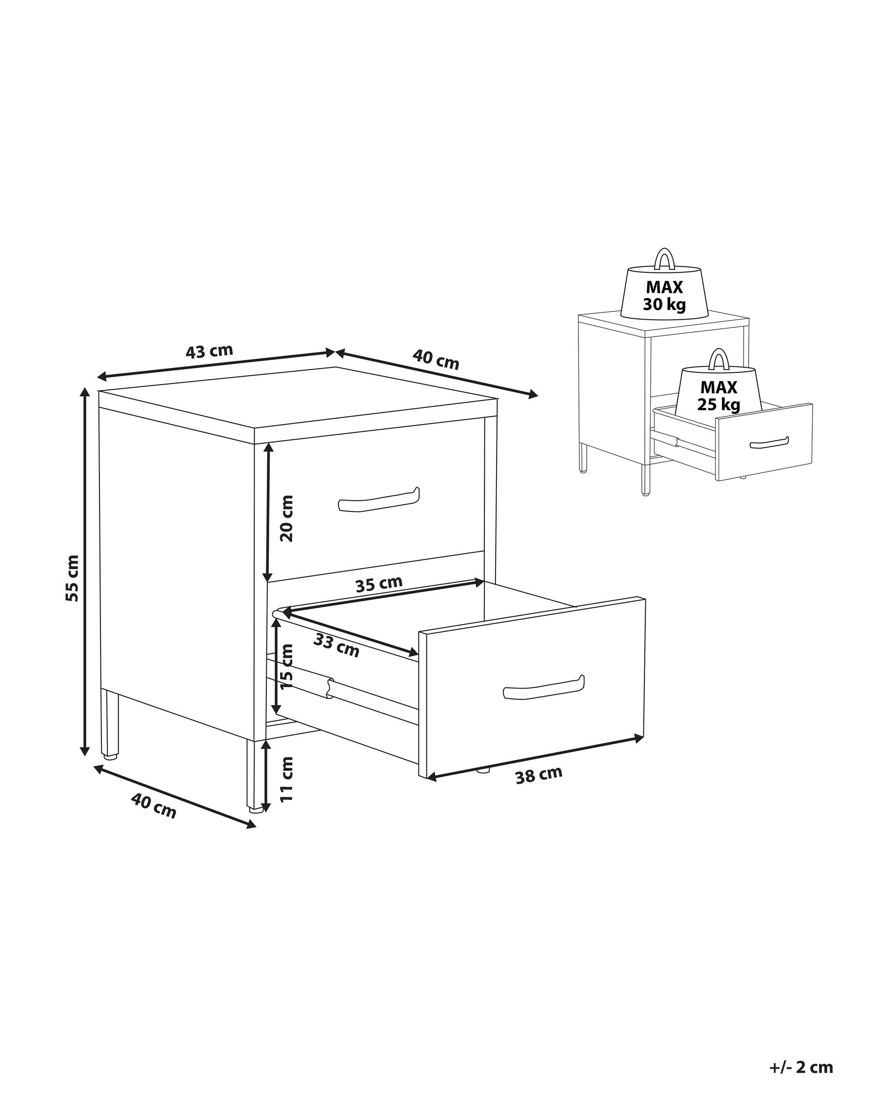2 Drawer Steel Bedside Table Yellow MALAVI_844033