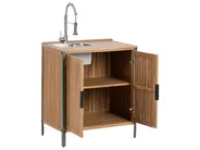 3 Piece Outdoor Kitchen Set with Sink IVREA Brown/ Silver Certified Acacia Wood_988377