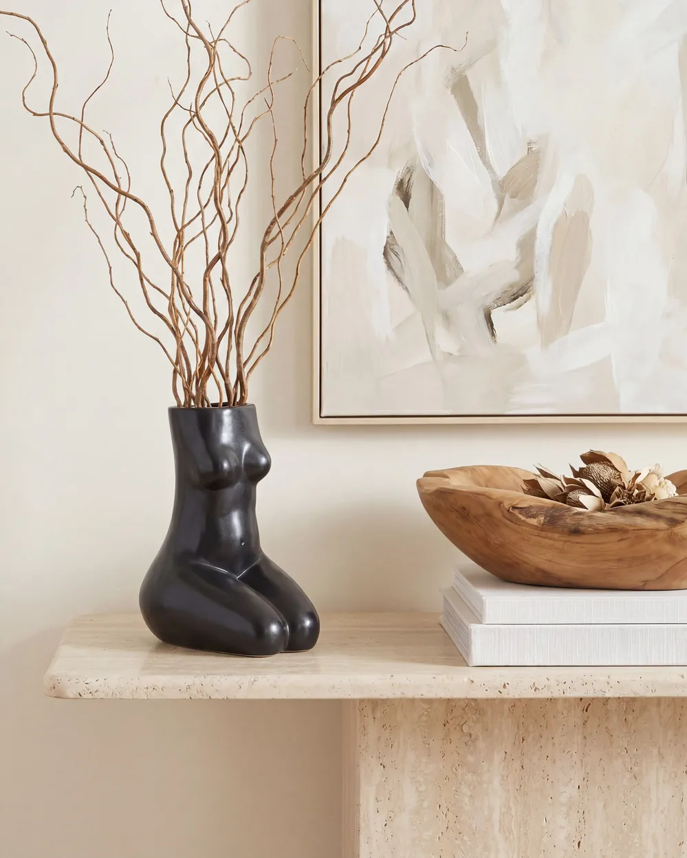 Wazon na kwiaty PYRGOS 22 cm Ceramika Czarny